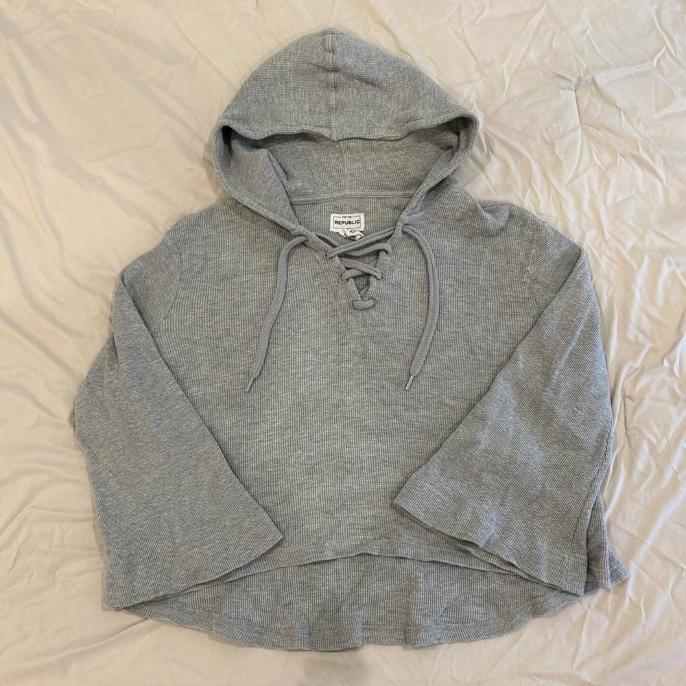 Gray Hooded Women's Top